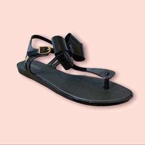Melissa Women’s Black Ankle Strap Jelly Thong Sandals Shoes Adjustable Size 5